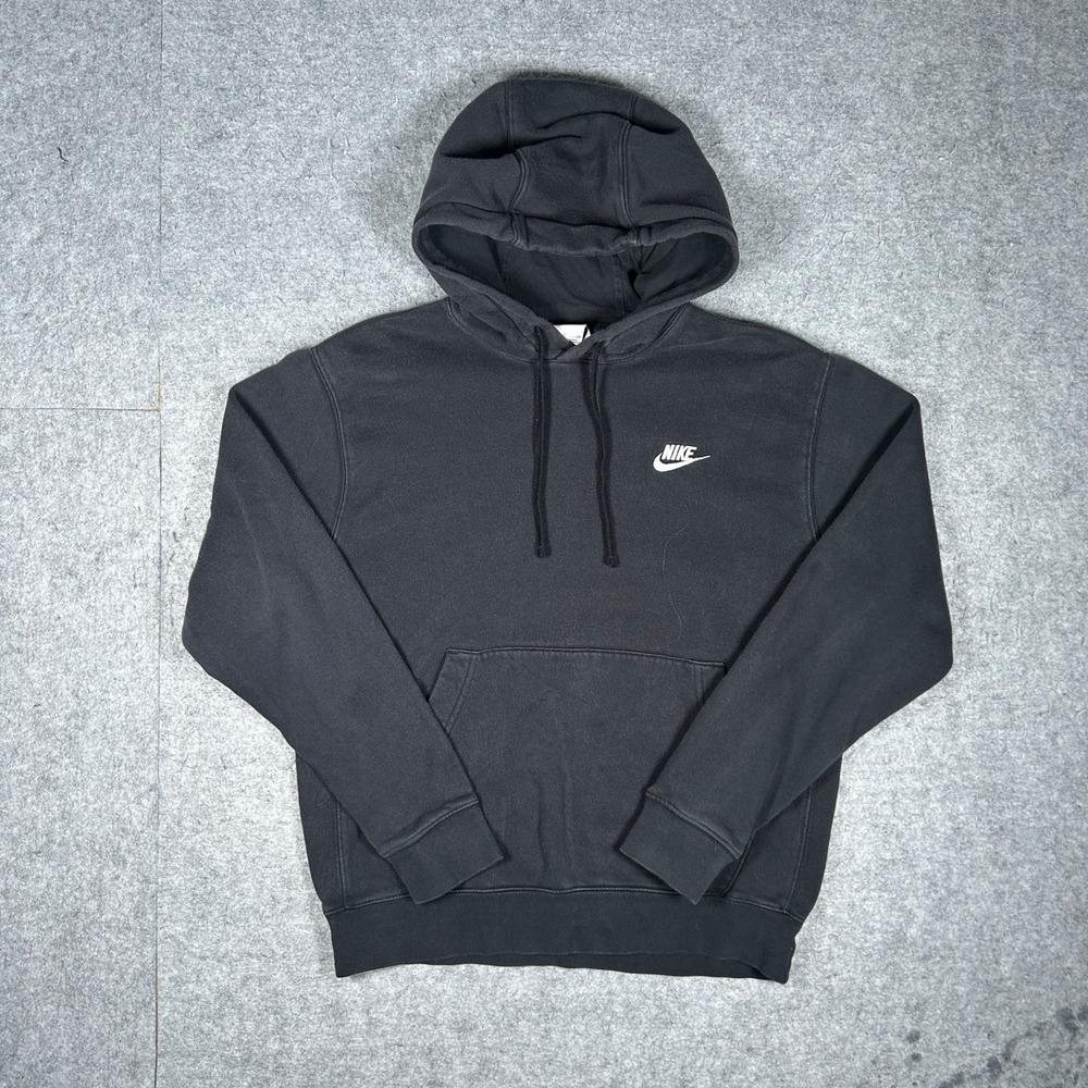 Nike Hoodie Mens Small Black Sportswear Club Fleece Pullover BV2654-010 Active